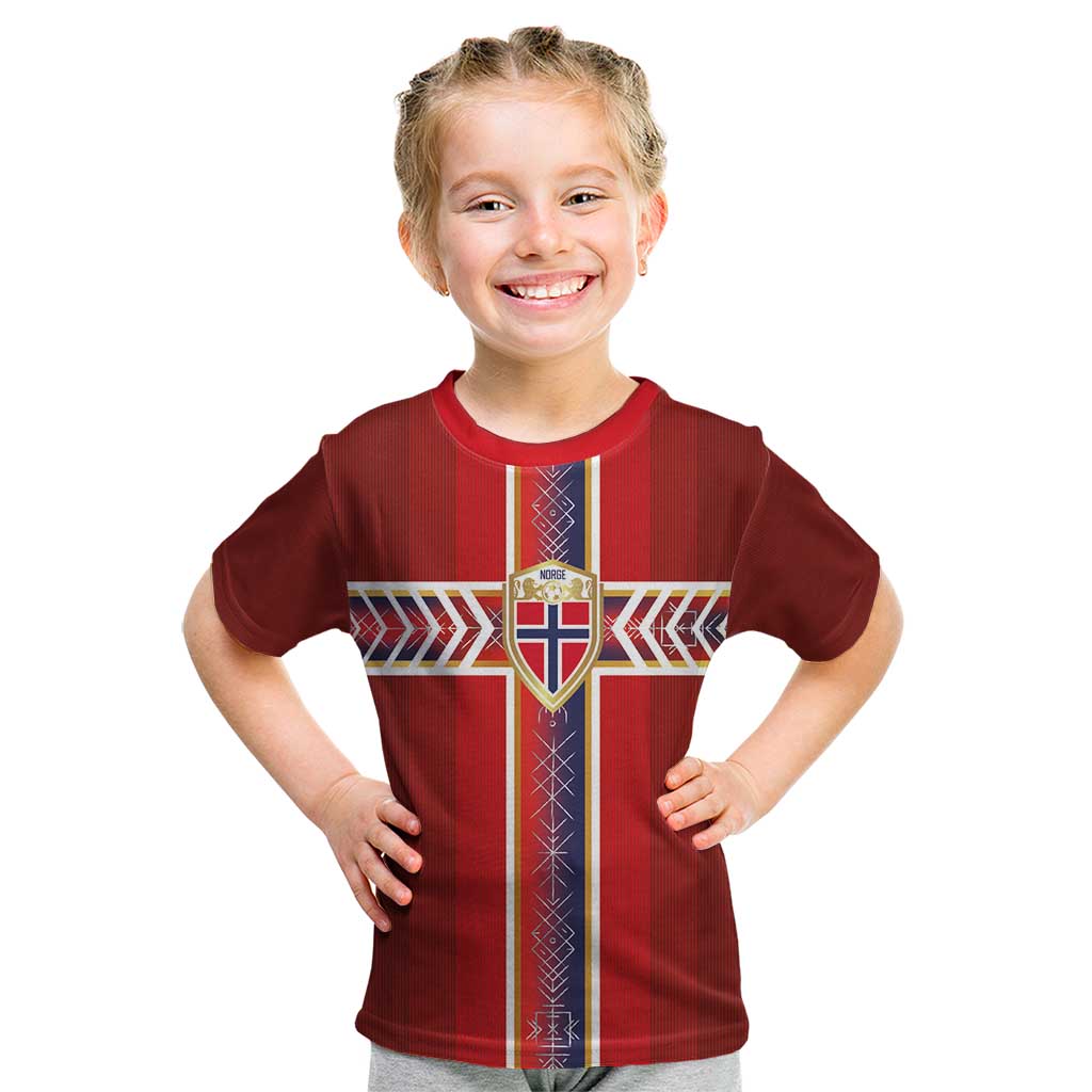Custom Norway National Football Kid T Shirt Vikings Heritage Sporty Style - Wonder Print Shop