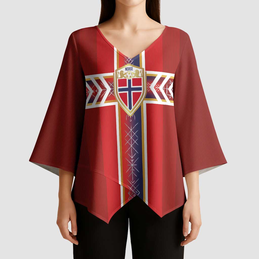 Custom Norway National Football Kimono Sleeve Blouse Vikings Heritage Sporty Style - Wonder Print Shop