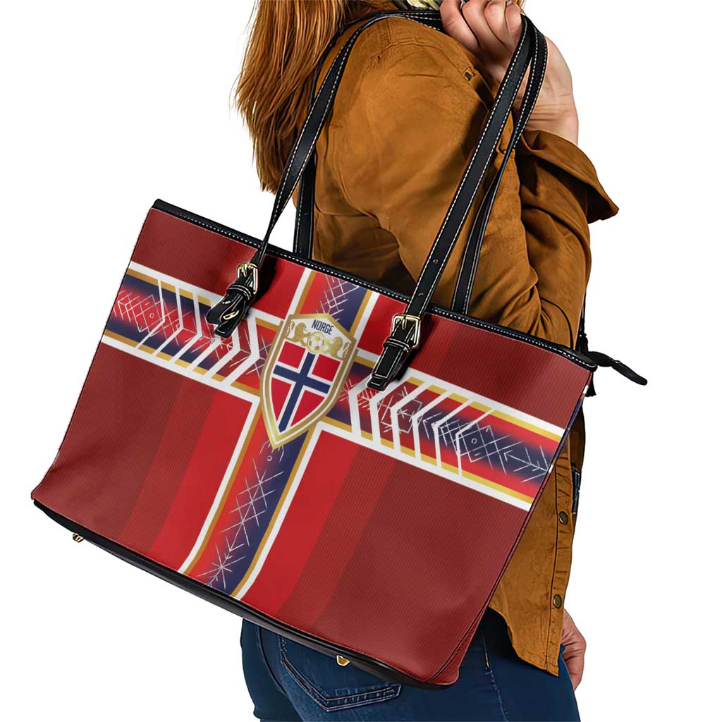 Norway National Football Leather Tote Bag Vikings Heritage Sporty Style - Wonder Print Shop