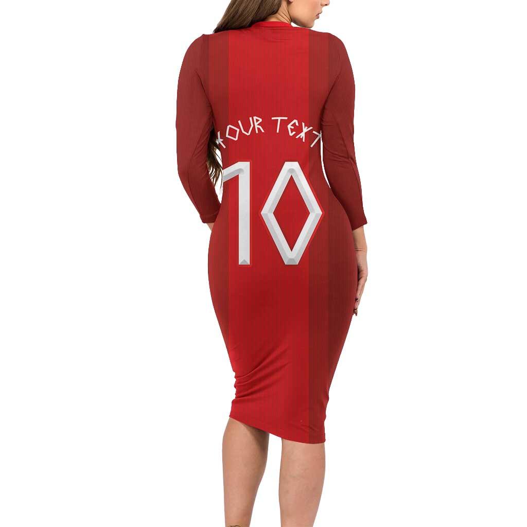 Custom Norway National Football Long Sleeve Bodycon Dress Vikings Heritage Sporty Style - Wonder Print Shop