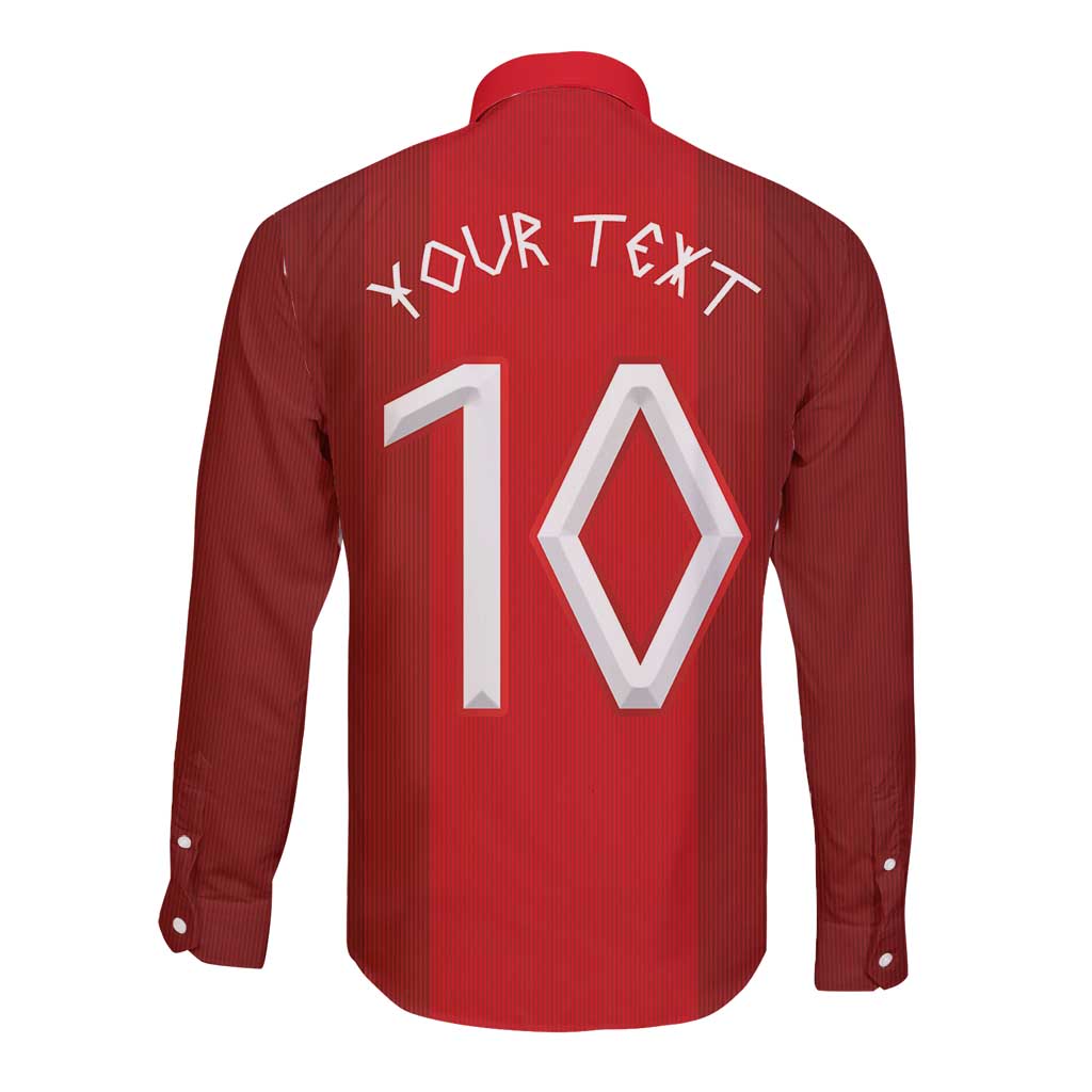 Custom Norway National Football Long Sleeve Button Shirt Vikings Heritage Sporty Style - Wonder Print Shop