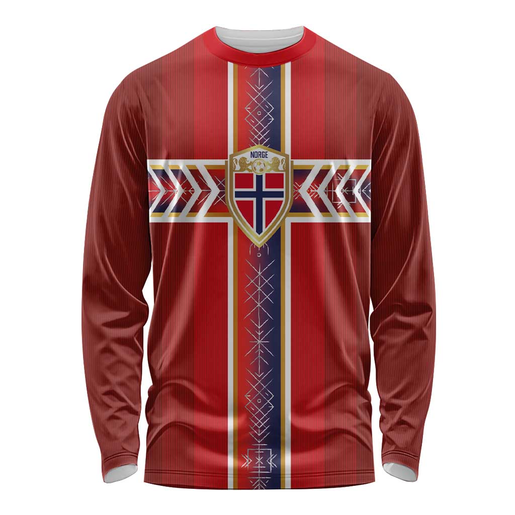 Custom Norway National Football Long Sleeve Shirt Vikings Heritage Sporty Style - Wonder Print Shop