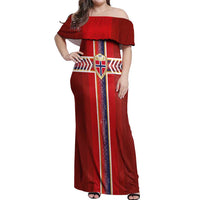 Custom Norway National Football Off Shoulder Maxi Dress Vikings Heritage Sporty Style - Wonder Print Shop