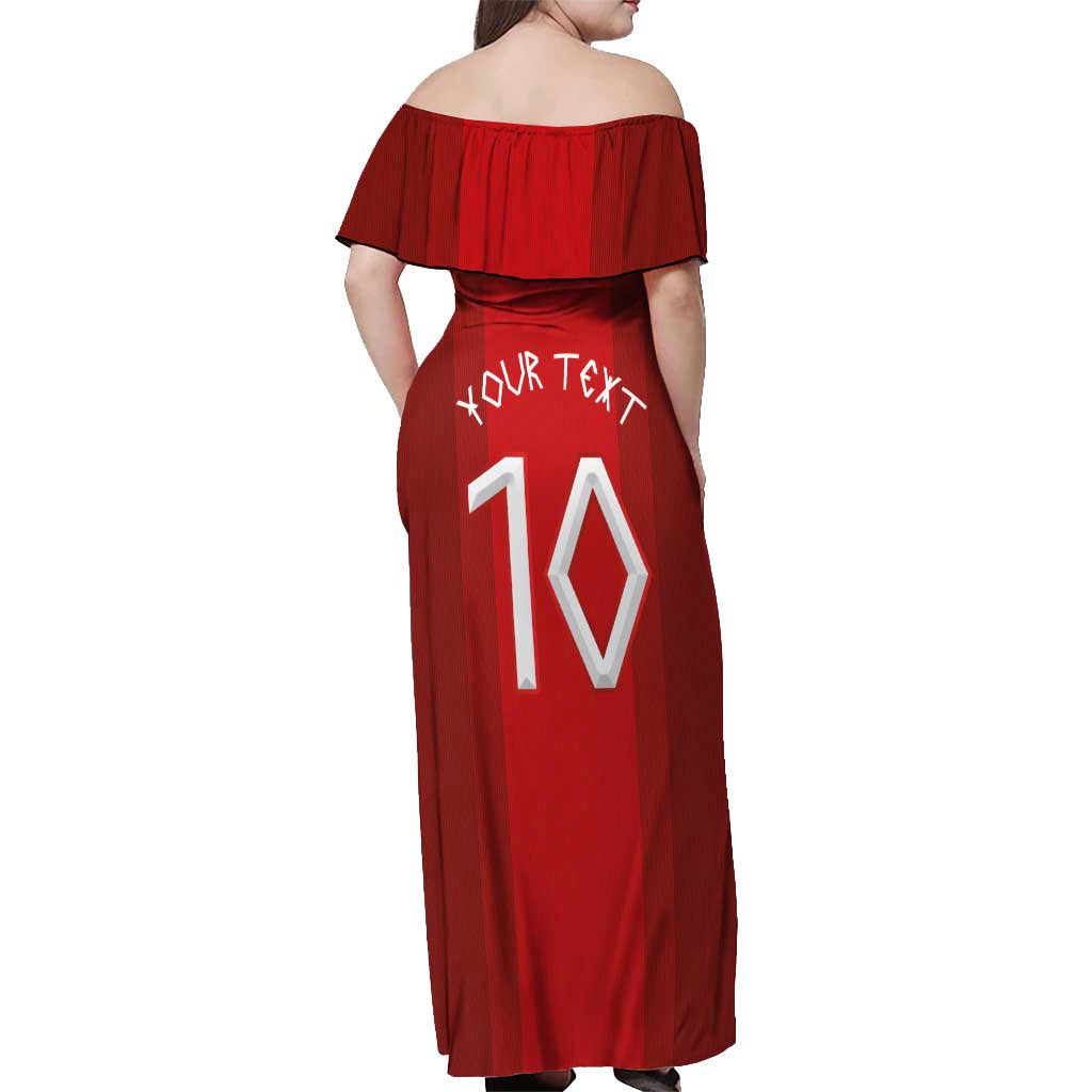 Custom Norway National Football Off Shoulder Maxi Dress Vikings Heritage Sporty Style - Wonder Print Shop