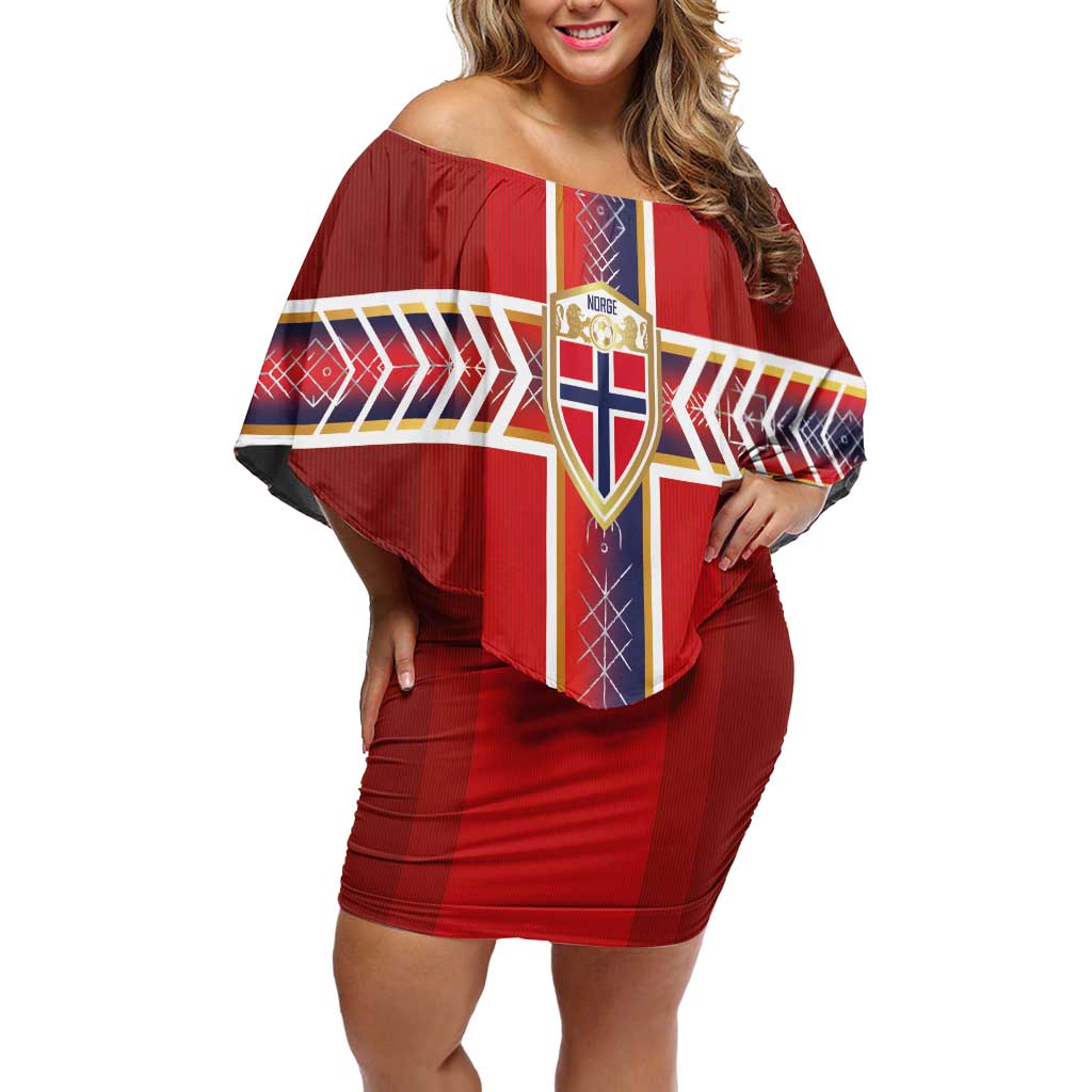 Custom Norway National Football Off Shoulder Short Dress Vikings Heritage Sporty Style - Wonder Print Shop