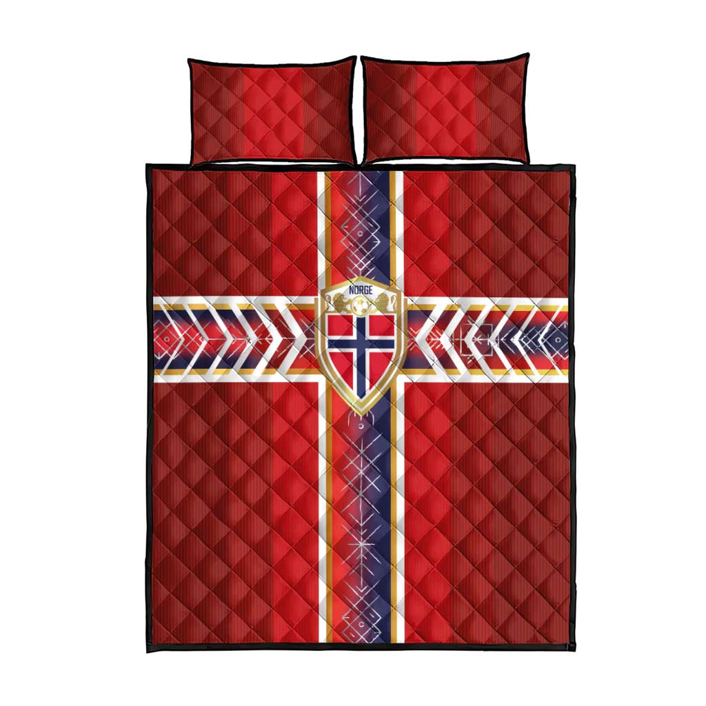 Norway National Football Quilt Bed Set Vikings Heritage Sporty Style - Wonder Print Shop