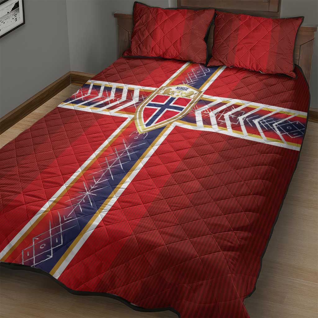 Norway National Football Quilt Bed Set Vikings Heritage Sporty Style - Wonder Print Shop