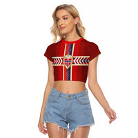Custom Norway National Football Raglan Cropped T Shirt Vikings Heritage Sporty Style - Wonder Print Shop