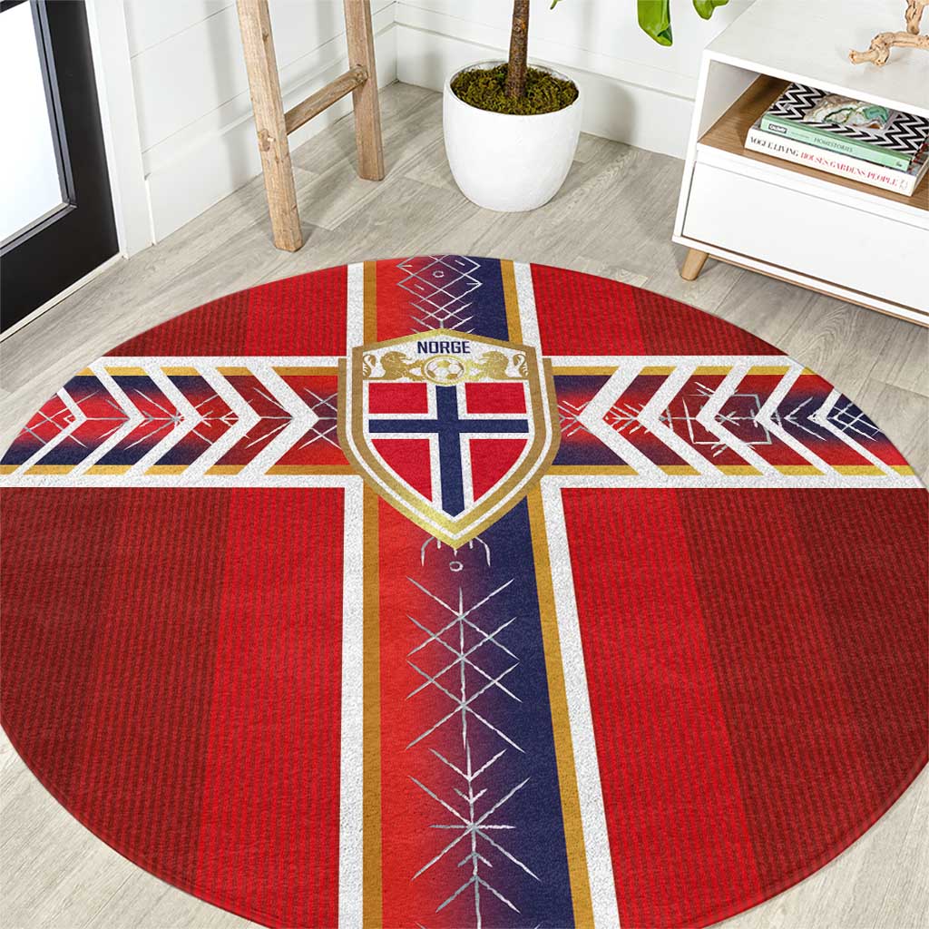 Norway National Football Round Carpet Vikings Heritage Sporty Style - Wonder Print Shop