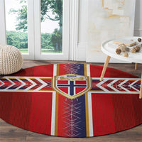 Norway National Football Round Carpet Vikings Heritage Sporty Style - Wonder Print Shop