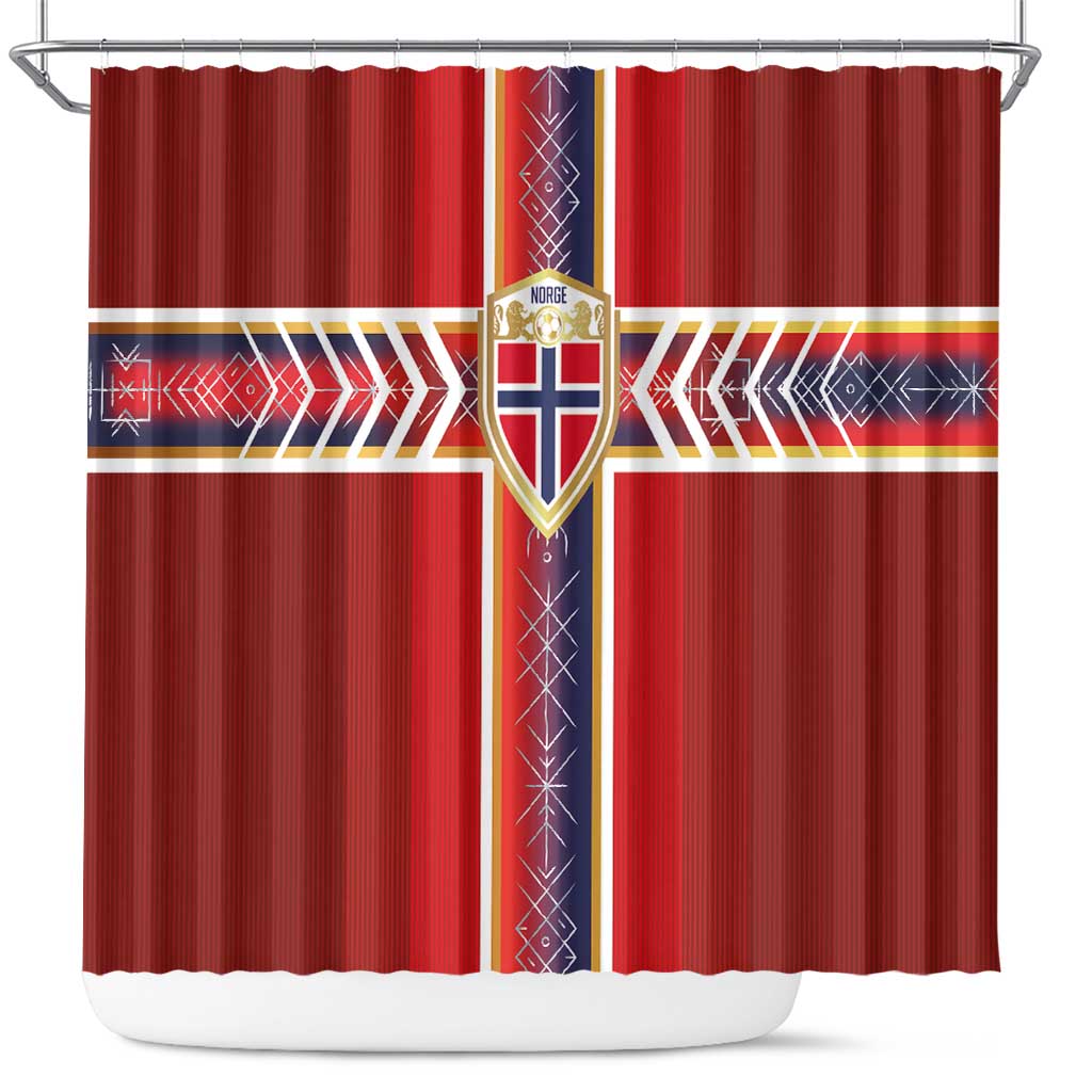 Norway National Football Shower Curtain Vikings Heritage Sporty Style - Wonder Print Shop