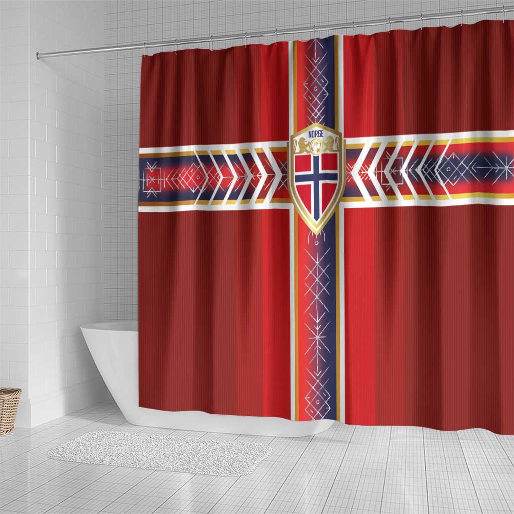 Norway National Football Shower Curtain Vikings Heritage Sporty Style - Wonder Print Shop