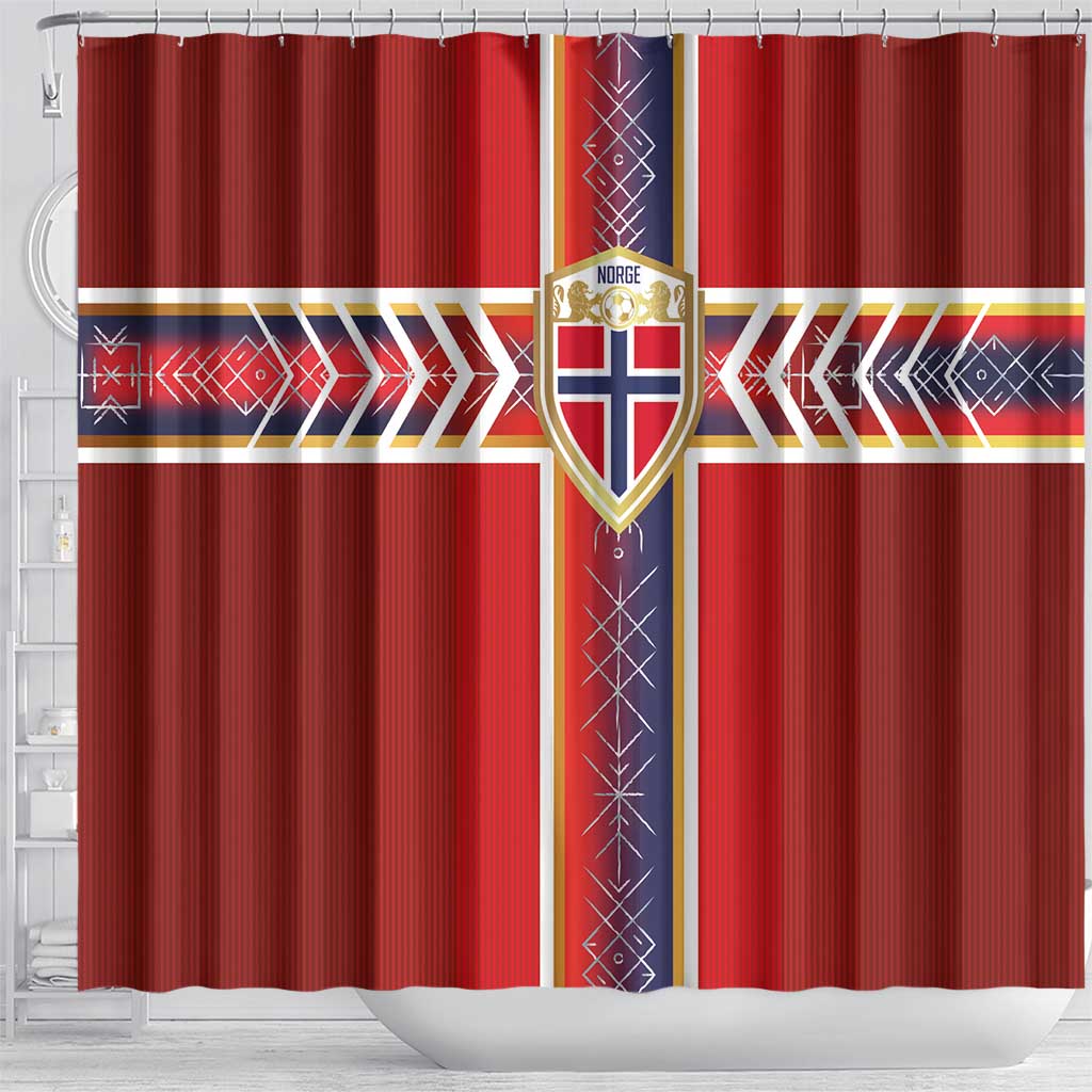Norway National Football Shower Curtain Vikings Heritage Sporty Style - Wonder Print Shop