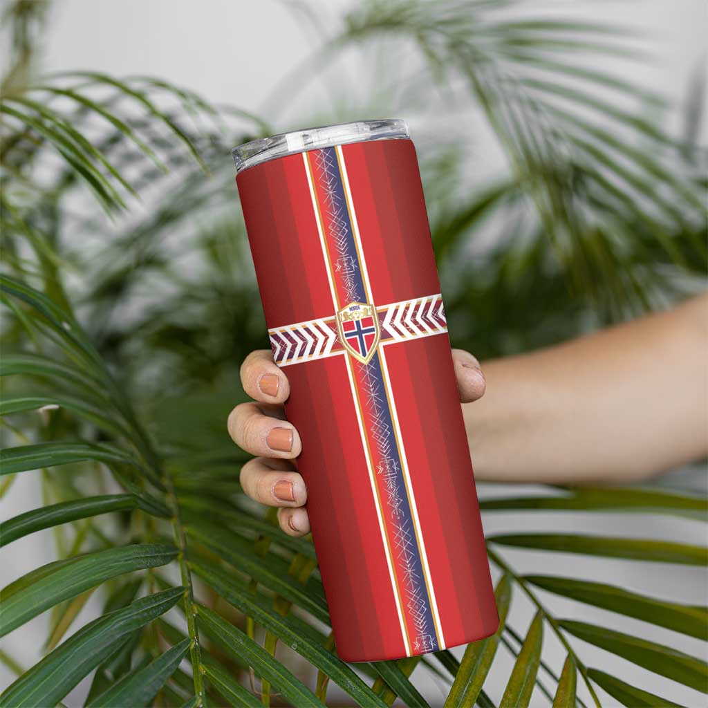 Custom Norway National Football Skinny Tumbler Vikings Heritage Sporty Style - Wonder Print Shop