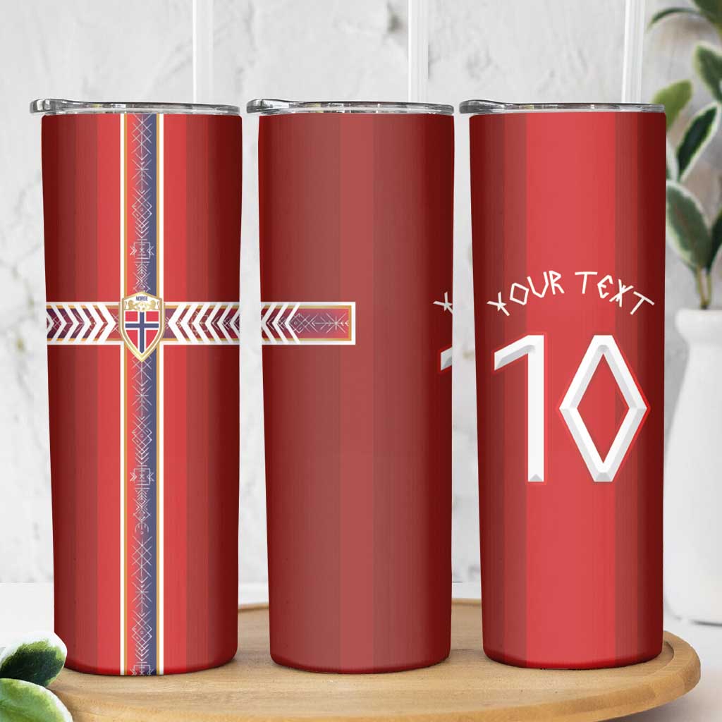 Custom Norway National Football Skinny Tumbler Vikings Heritage Sporty Style - Wonder Print Shop