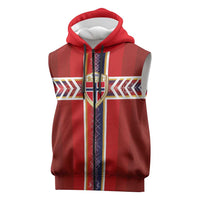 Custom Norway National Football Sleeveless Zip Hoodie Vikings Heritage Sporty Style - Wonder Print Shop