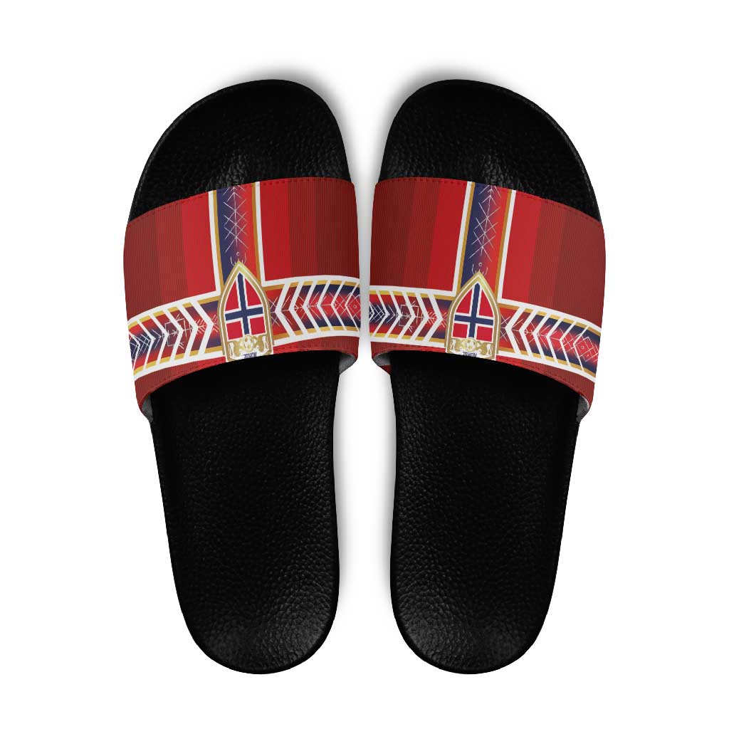 Norway National Football Slide Sandals Vikings Heritage Sporty Style - Wonder Print Shop