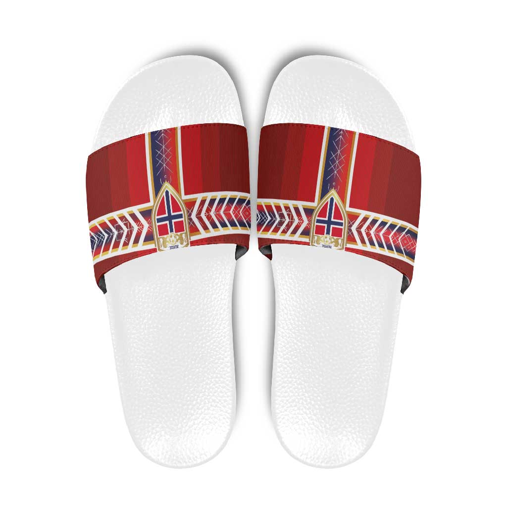 Norway National Football Slide Sandals Vikings Heritage Sporty Style - Wonder Print Shop
