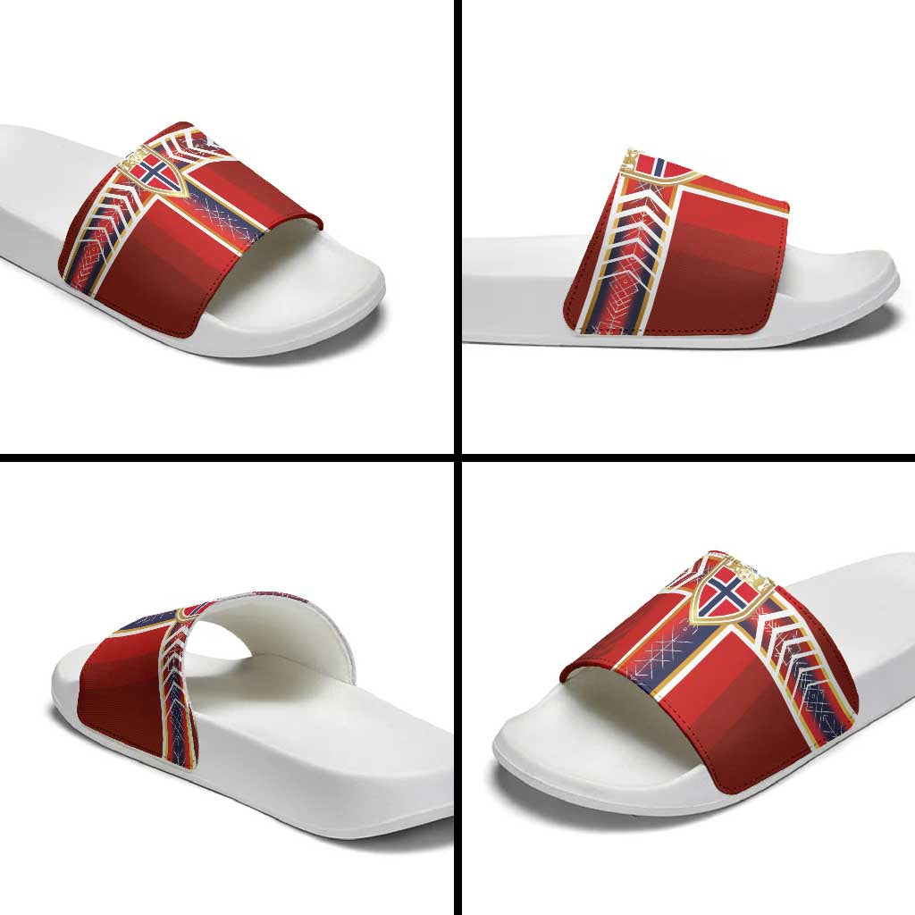 Norway National Football Slide Sandals Vikings Heritage Sporty Style - Wonder Print Shop