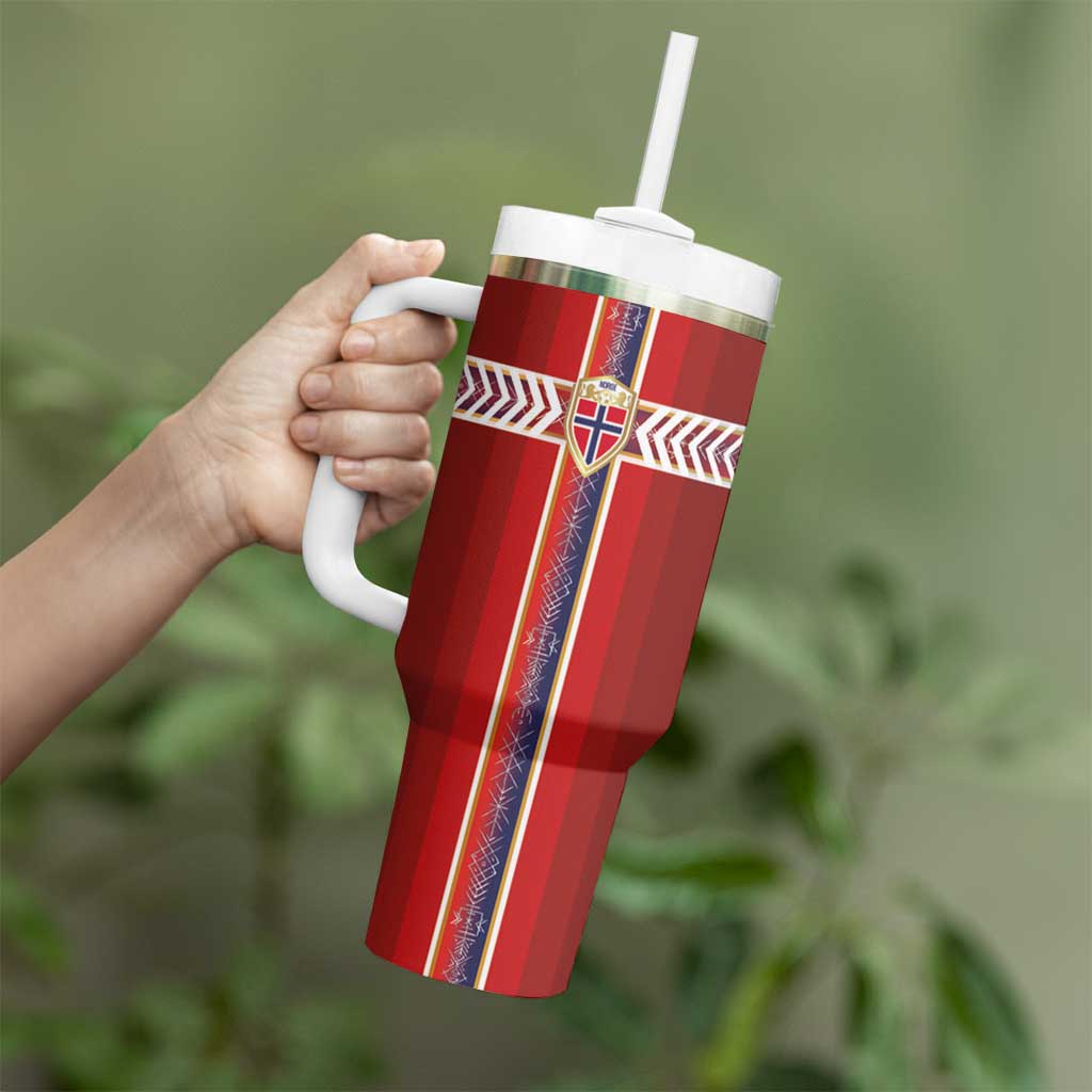 Custom Norway National Football Tumbler With Handle Vikings Heritage Sporty Style - Wonder Print Shop