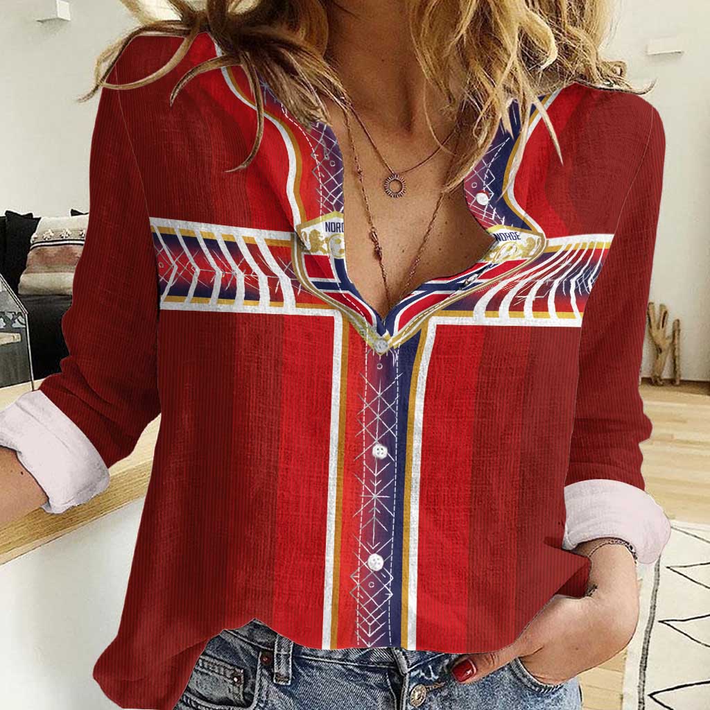 Custom Norway National Football Women Casual Shirt Vikings Heritage Sporty Style - Wonder Print Shop