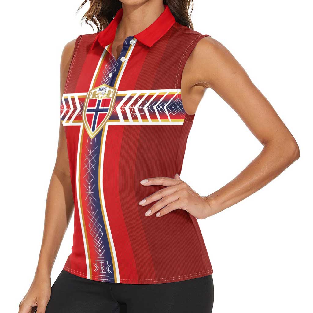 Custom Norway National Football Women Sleeveless Polo Shirt Vikings Heritage Sporty Style - Wonder Print Shop