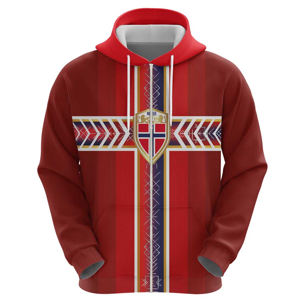 Custom Norway National Football Zip Hoodie Vikings Heritage Sporty Style - Wonder Print Shop