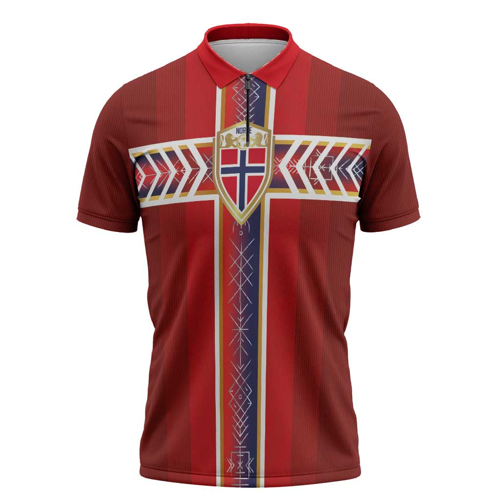 Custom Norway National Football Zipper Polo Shirt Vikings Heritage Sporty Style - Wonder Print Shop