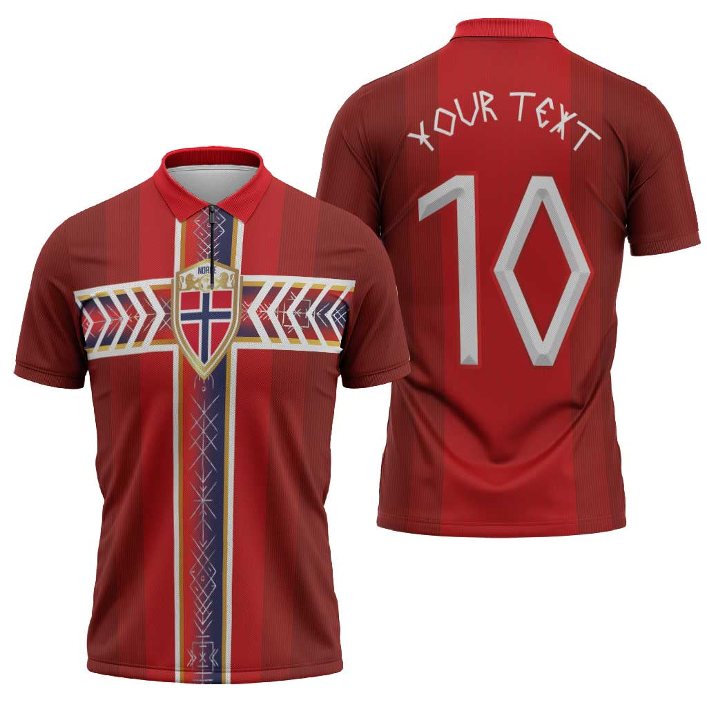 Custom Norway National Football Zipper Polo Shirt Vikings Heritage Sporty Style - Wonder Print Shop