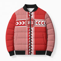 Custom Denmark National Football Bomber Puffer Jacket The Red and Whites Sporty Style - Wonder Print Shop