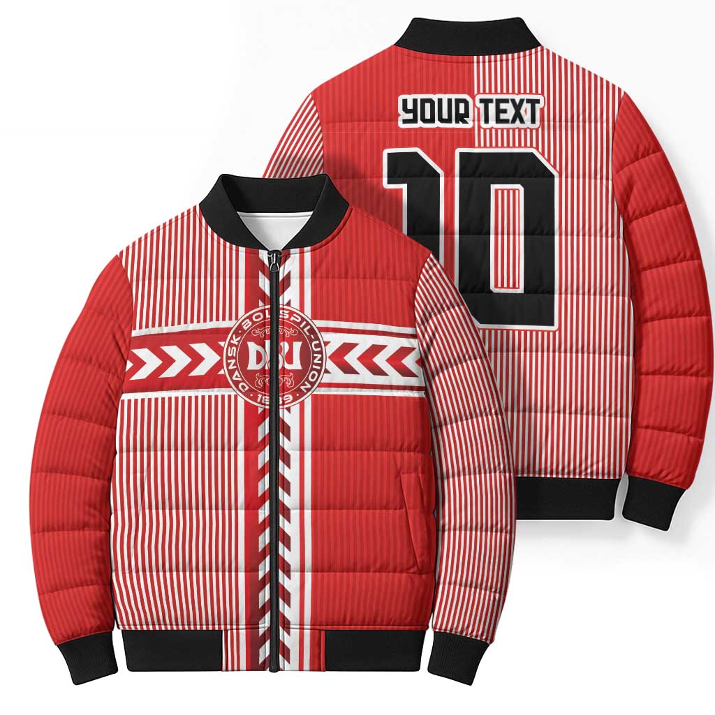 Custom Denmark National Football Bomber Puffer Jacket The Red and Whites Sporty Style - Wonder Print Shop