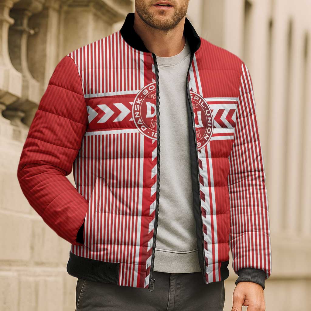 Custom Denmark National Football Bomber Puffer Jacket The Red and Whites Sporty Style - Wonder Print Shop