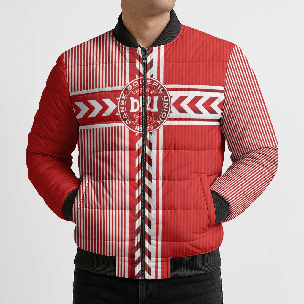 Custom Denmark National Football Bomber Puffer Jacket The Red and Whites Sporty Style - Wonder Print Shop