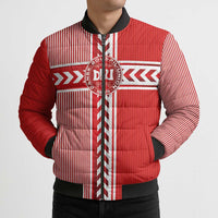 Custom Denmark National Football Bomber Puffer Jacket The Red and Whites Sporty Style - Wonder Print Shop