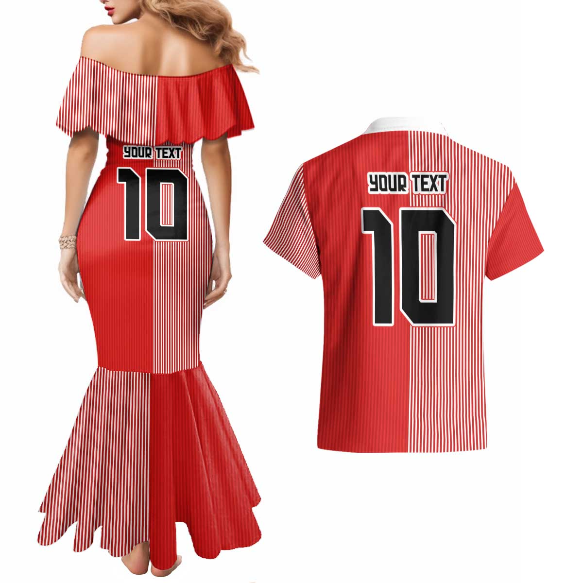 Custom Denmark National Football Couples Matching Mermaid Dress and Hawaiian Shirt The Red and Whites Sporty Style - Wonder Print Shop