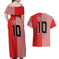 Custom Denmark National Football Couples Matching Off Shoulder Maxi Dress and Hawaiian Shirt The Red and Whites Sporty Style - Wonder Print Shop