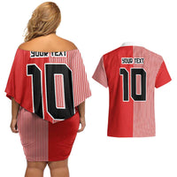 Custom Denmark National Football Couples Matching Off Shoulder Short Dress and Hawaiian Shirt The Red and Whites Sporty Style - Wonder Print Shop