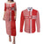 Custom Denmark National Football Couples Matching Puletasi and Long Sleeve Button Shirt The Red and Whites Sporty Style - Wonder Print Shop