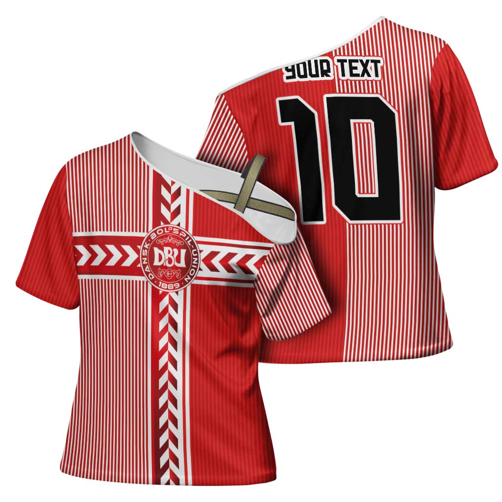 Custom Denmark National Football Cross Shoulder Shirt The Red and Whites Sporty Style - Wonder Print Shop