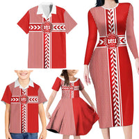 Custom Denmark National Football Family Matching Long Sleeve Bodycon Dress and Hawaiian Shirt The Red and Whites Sporty Style - Wonder Print Shop