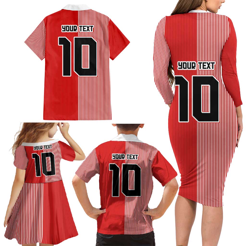 Custom Denmark National Football Family Matching Long Sleeve Bodycon Dress and Hawaiian Shirt The Red and Whites Sporty Style - Wonder Print Shop