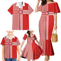 Custom Denmark National Football Family Matching Mermaid Dress and Hawaiian Shirt The Red and Whites Sporty Style - Wonder Print Shop