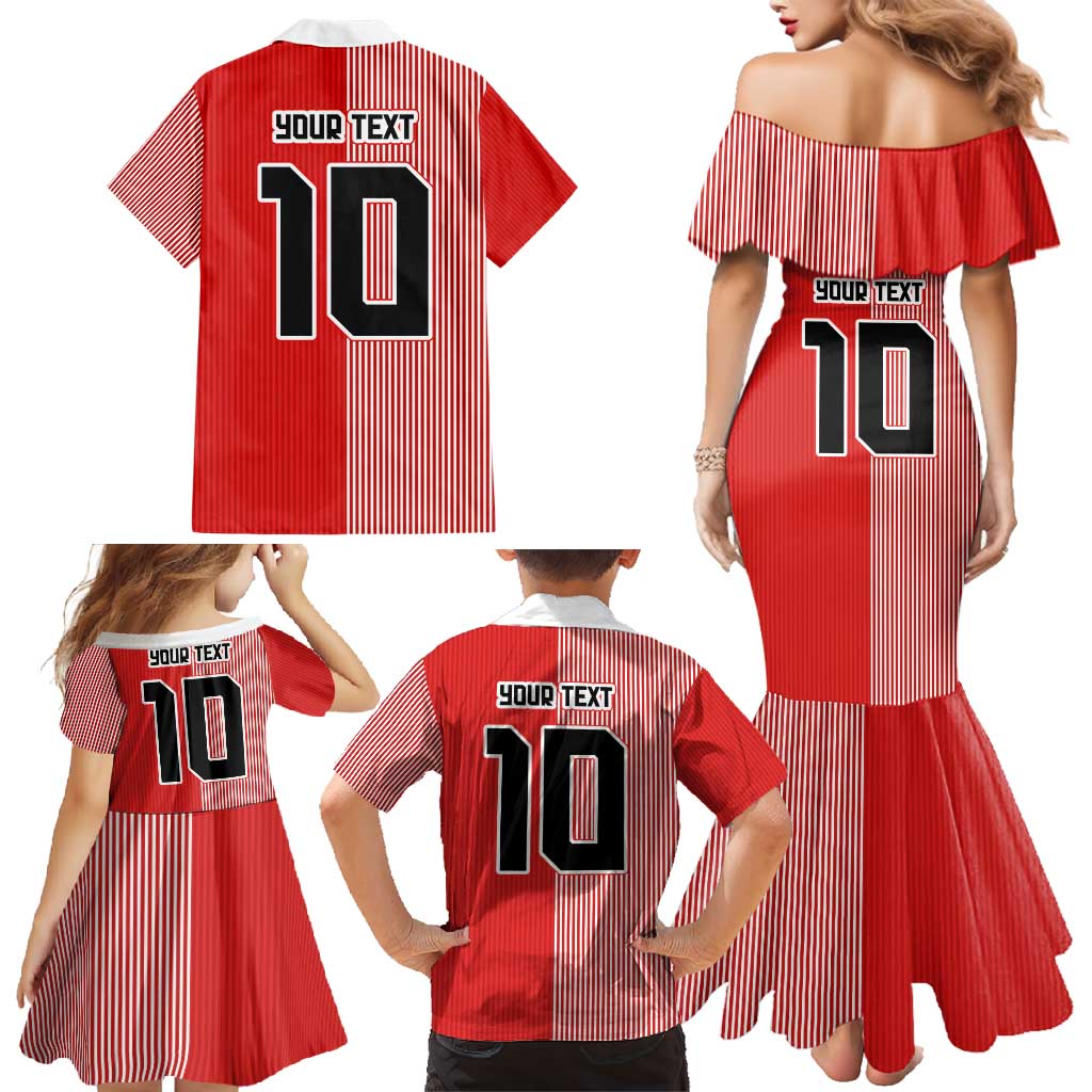 Custom Denmark National Football Family Matching Mermaid Dress and Hawaiian Shirt The Red and Whites Sporty Style - Wonder Print Shop