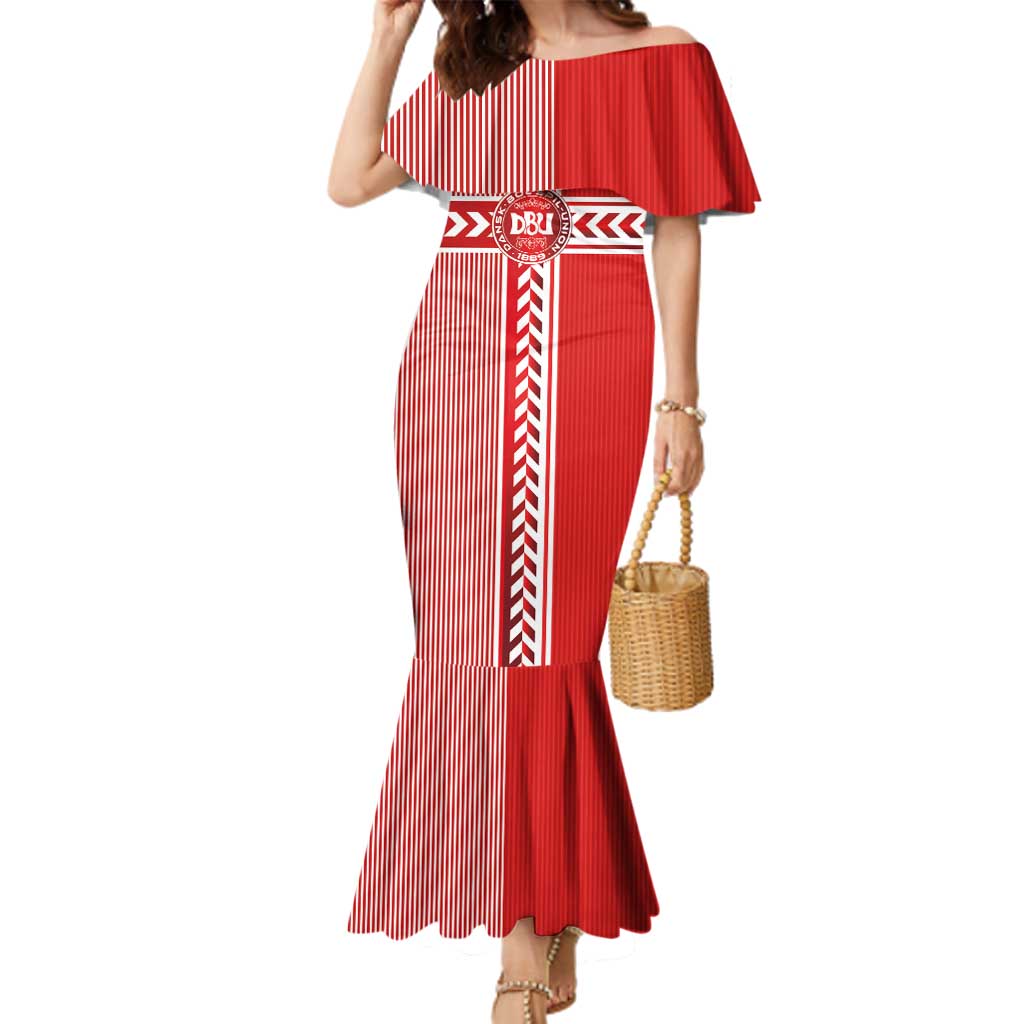 Custom Denmark National Football Family Matching Mermaid Dress and Hawaiian Shirt The Red and Whites Sporty Style - Wonder Print Shop