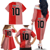 Custom Denmark National Football Family Matching Off The Shoulder Long Sleeve Dress and Hawaiian Shirt The Red and Whites Sporty Style - Wonder Print Shop
