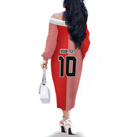 Custom Denmark National Football Family Matching Off The Shoulder Long Sleeve Dress and Hawaiian Shirt The Red and Whites Sporty Style - Wonder Print Shop