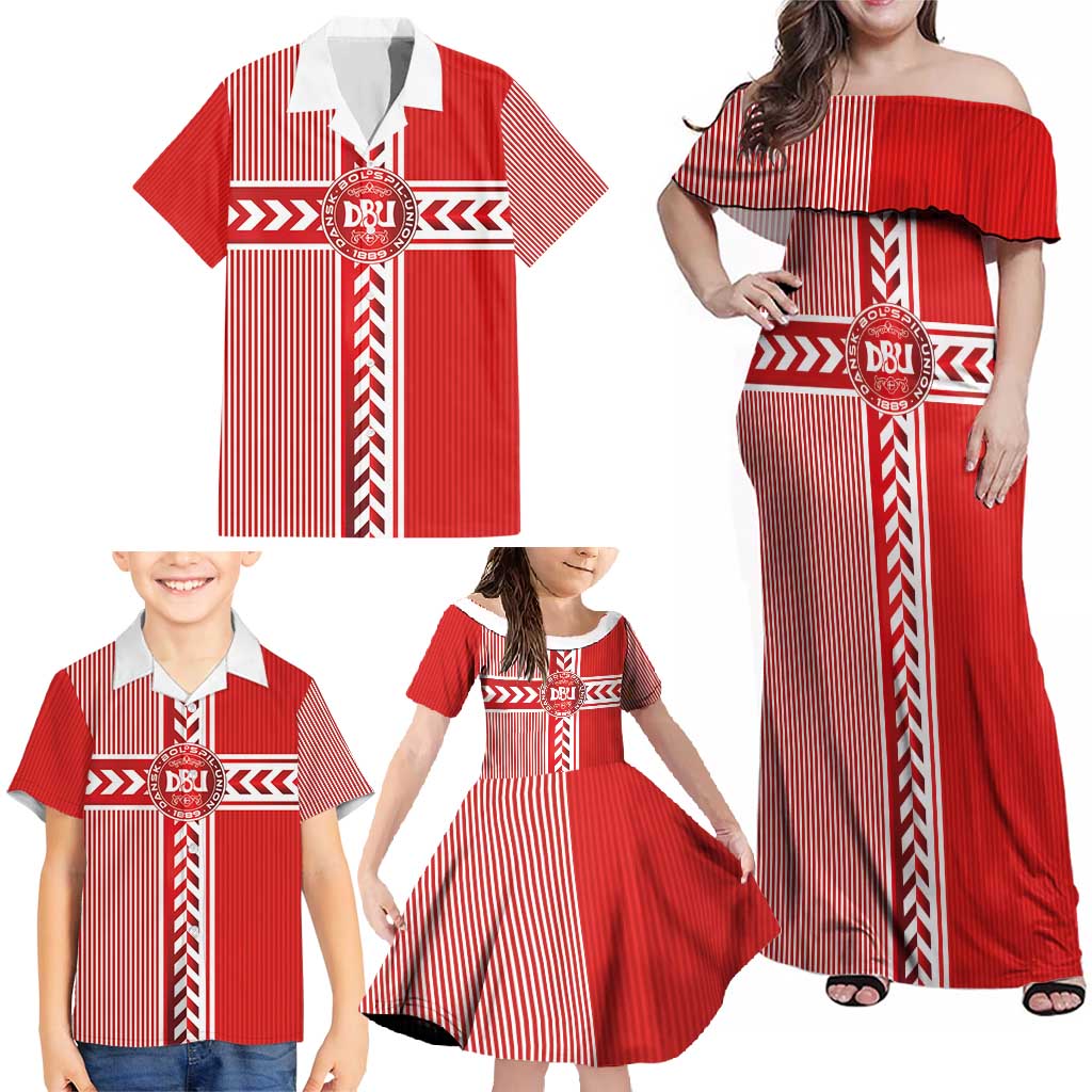 Custom Denmark National Football Family Matching Off Shoulder Maxi Dress and Hawaiian Shirt The Red and Whites Sporty Style - Wonder Print Shop