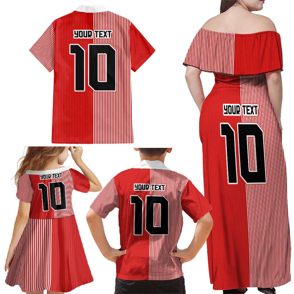 Custom Denmark National Football Family Matching Off Shoulder Maxi Dress and Hawaiian Shirt The Red and Whites Sporty Style - Wonder Print Shop