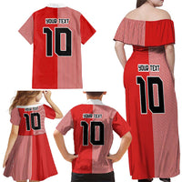 Custom Denmark National Football Family Matching Off Shoulder Maxi Dress and Hawaiian Shirt The Red and Whites Sporty Style - Wonder Print Shop