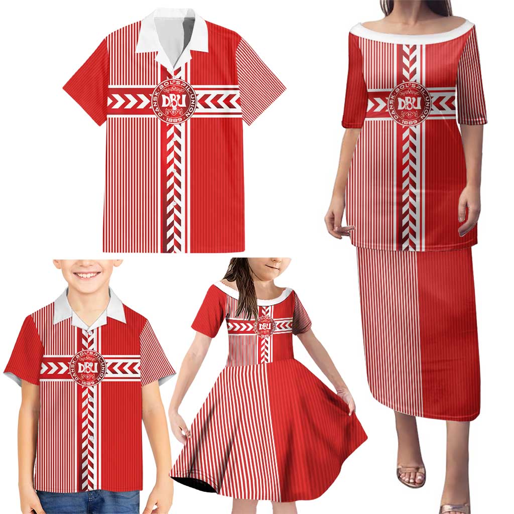 Custom Denmark National Football Family Matching Puletasi and Hawaiian Shirt The Red and Whites Sporty Style - Wonder Print Shop